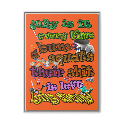 the bum's shit - framed canvas art (orange)