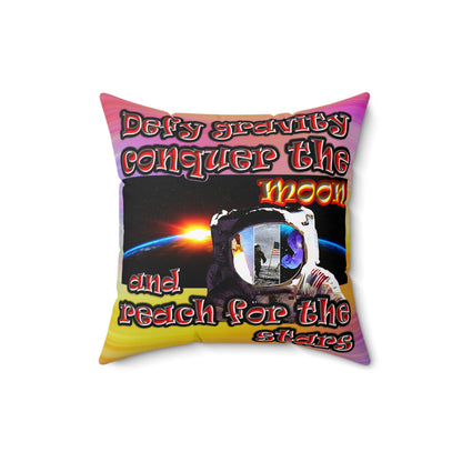 defy conquer reach - Spun Polyester Square Pillow - (color blur)