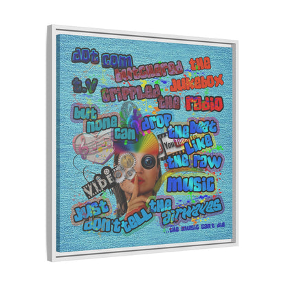 drop the beat - framed canvas art (faded blue)