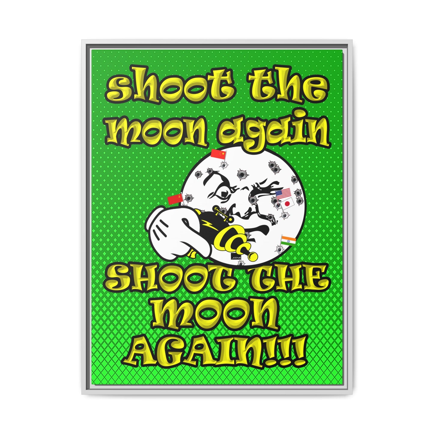 shoot the moon again - framed canvas art (logo green)