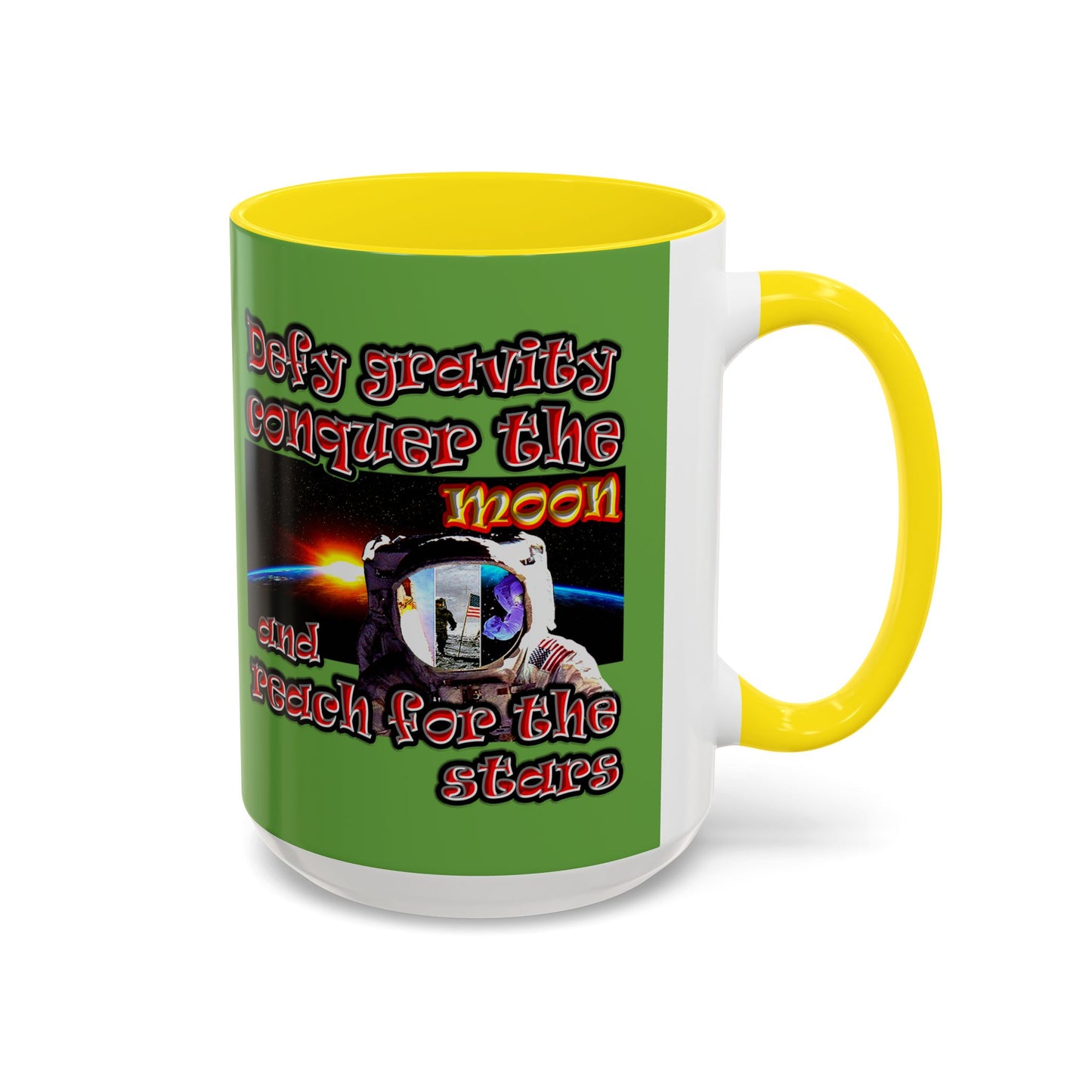 defy conquer reach - Accent Mug (green)