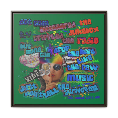 drop the beat - framed canvas art (dark green)