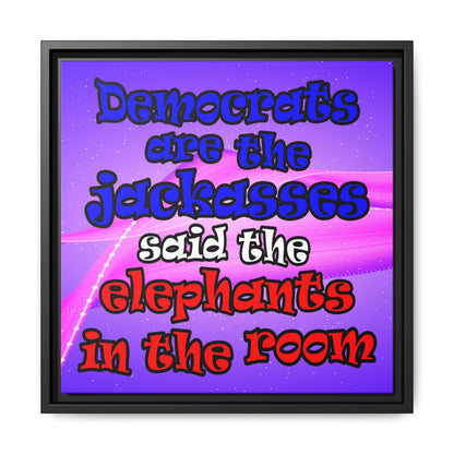 donkeys and elephants - framed canvas art (purple-pink wave)