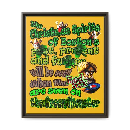 christmas spirits of boston - framed canvas art (yellow)