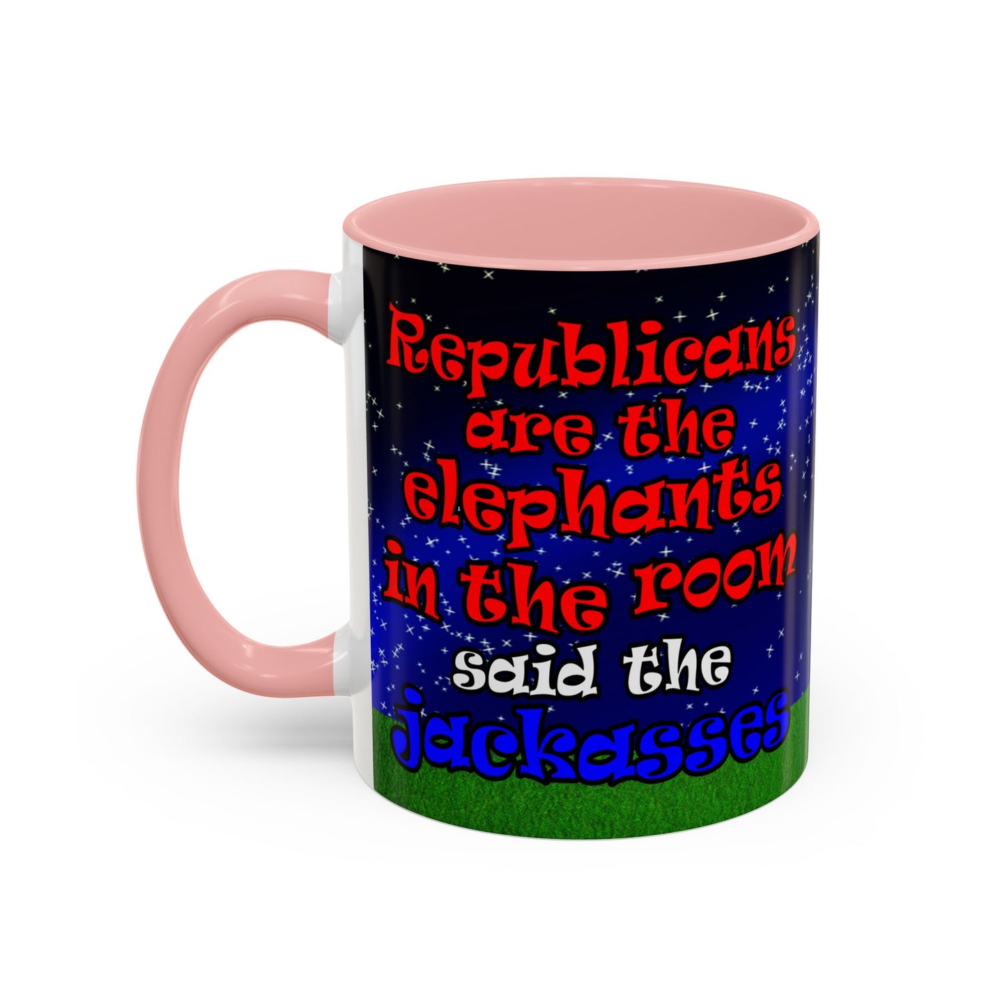 donkeys and elephants - Accent Mug ('snoops' background)