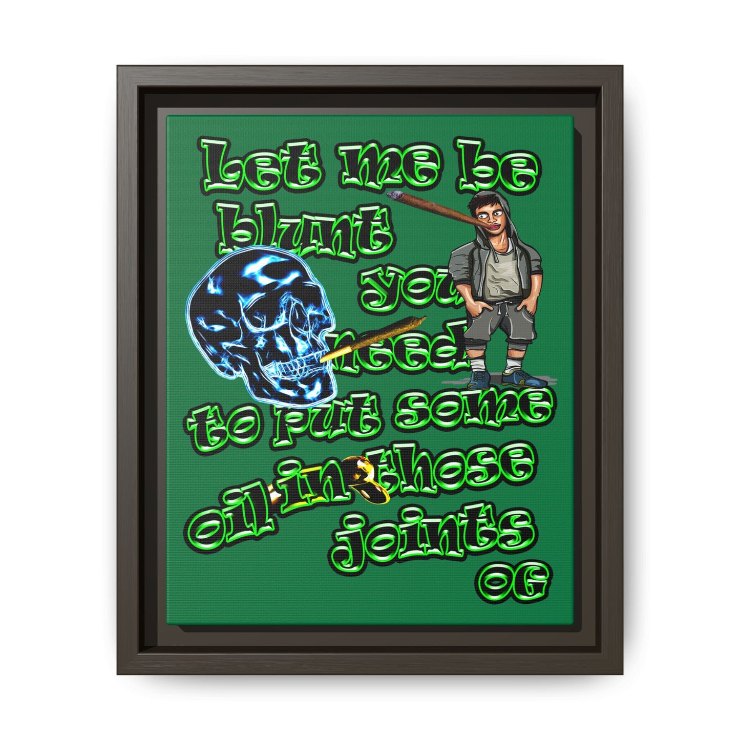 og - framed canvas art (dark green)