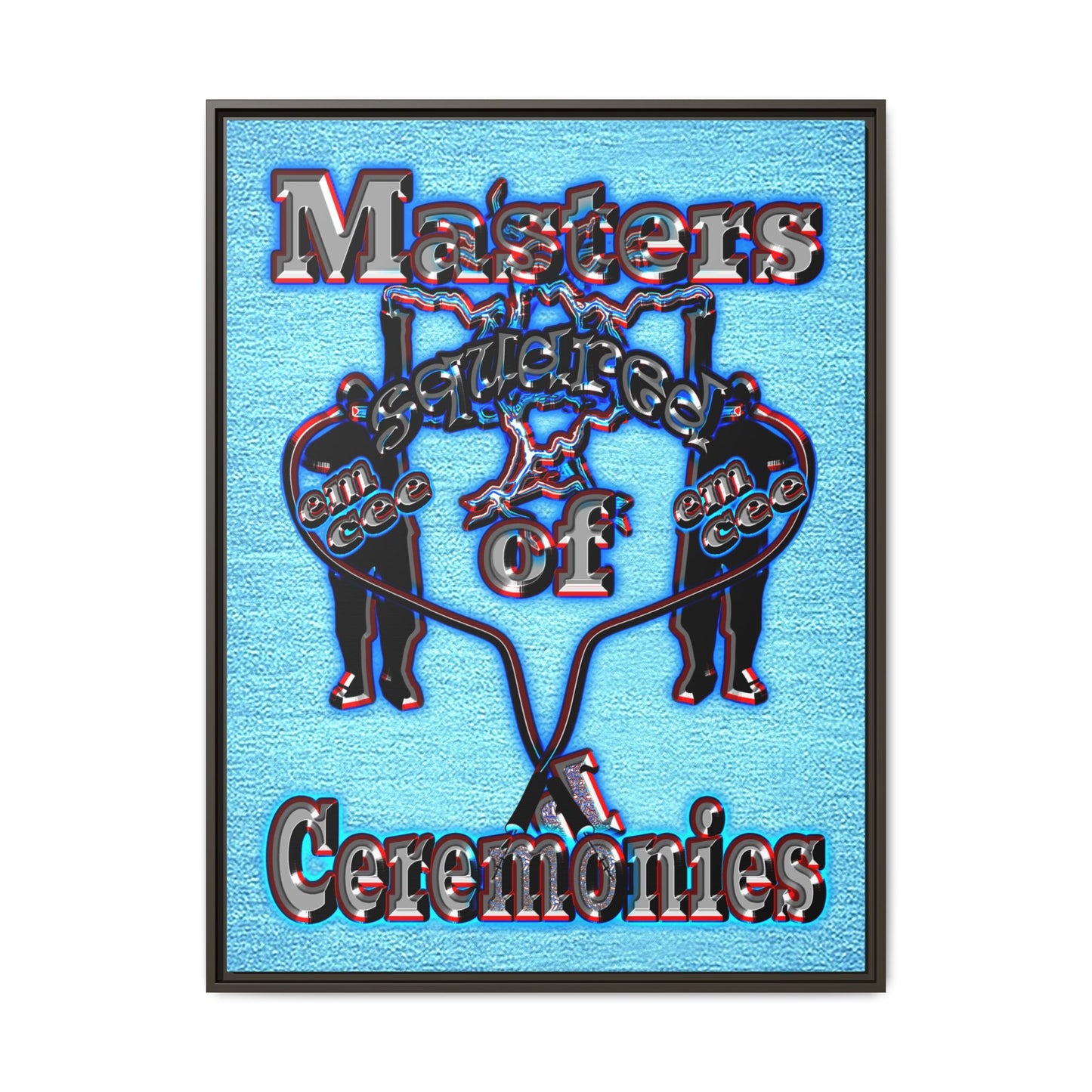 em cee squared - framed canvas art (faded blue)