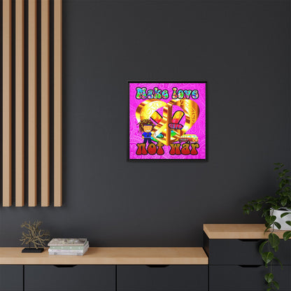 love peace - framed canvas art (pink swirl)