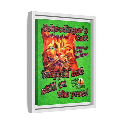 schrodinger's cat - framed canvas art (green turf)