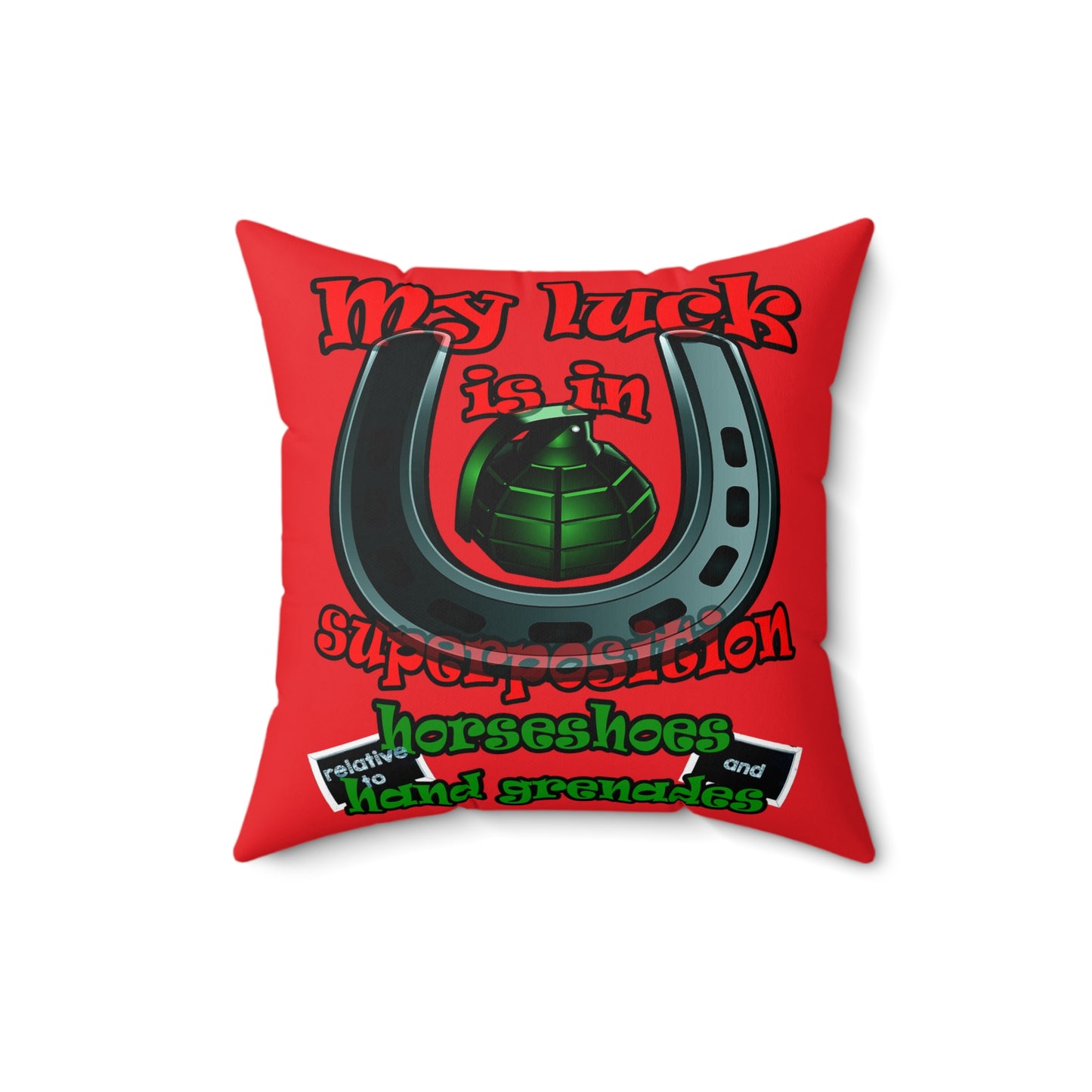my luck - Spun Polyester Square Pillow - (red)