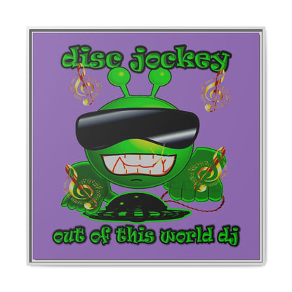 disc jockey - framed canvas art (light purple)