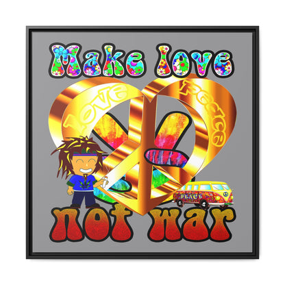 love peace - framed canvas art (grey)