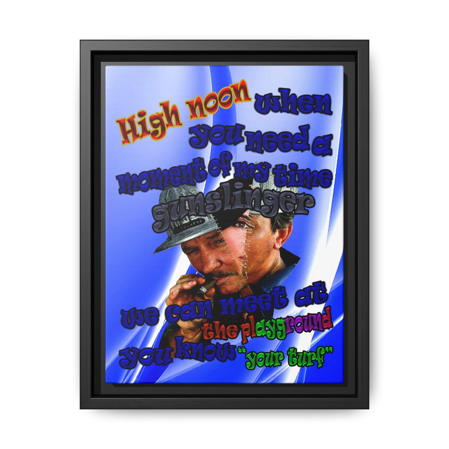 high noon - framed canvas art (blue-white wave)