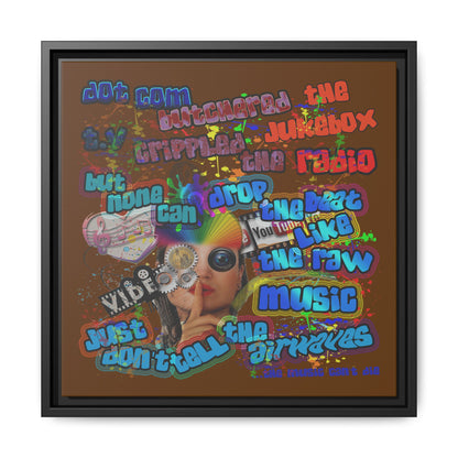 drop the beat - framed canvas art (brown)
