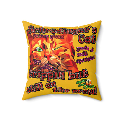 schrodinger's cat - Spun Polyester Square Pillow - (yellow)