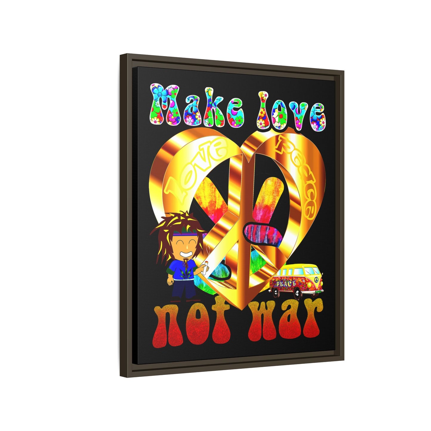 love peace - framed canvas art (black)