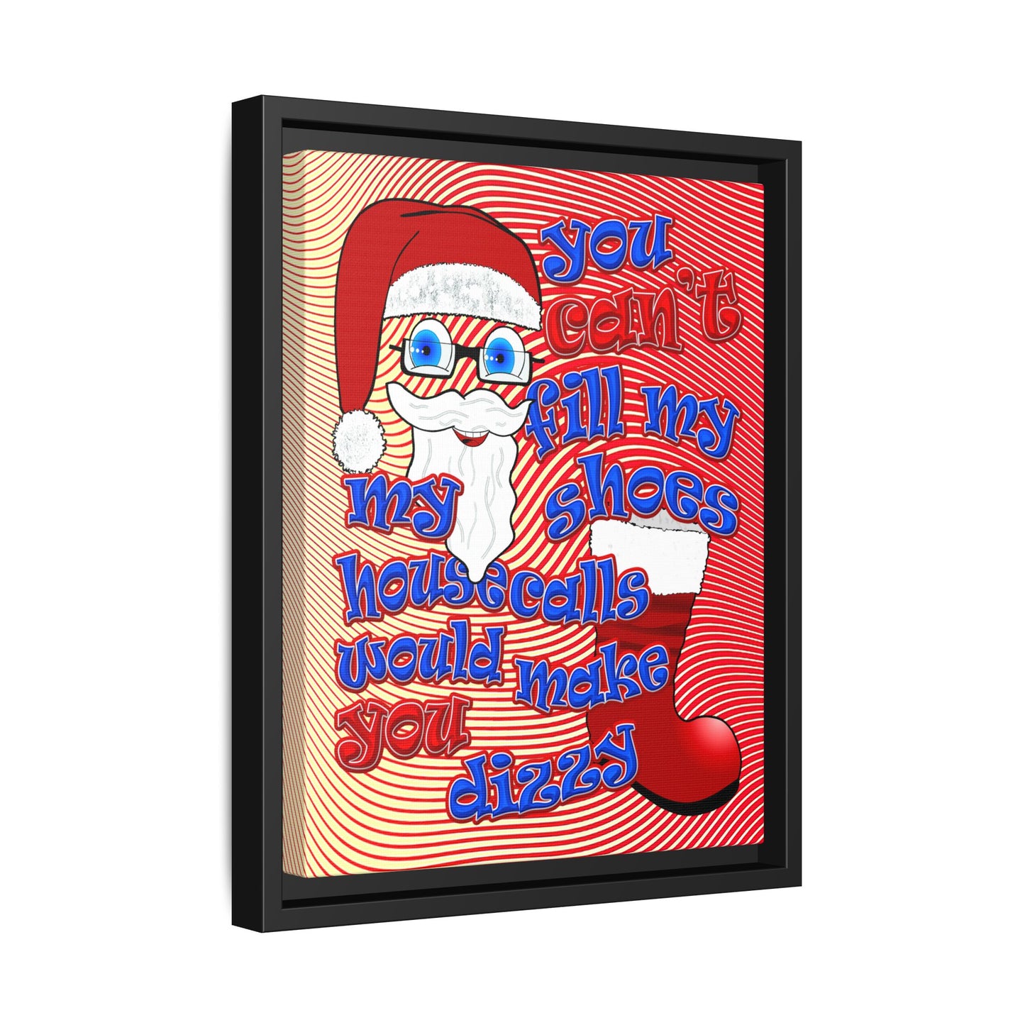 santa's shoes - framed canvas art (yellow-orange wave)