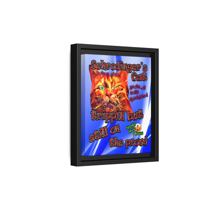 schrodinger's cat - framed canvas art (blue-white wave)
