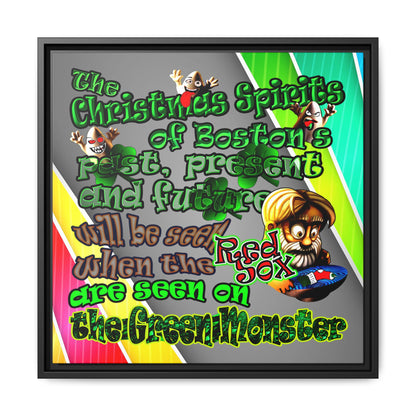christmas spirits of boston - framed canvas art (rainbow split)