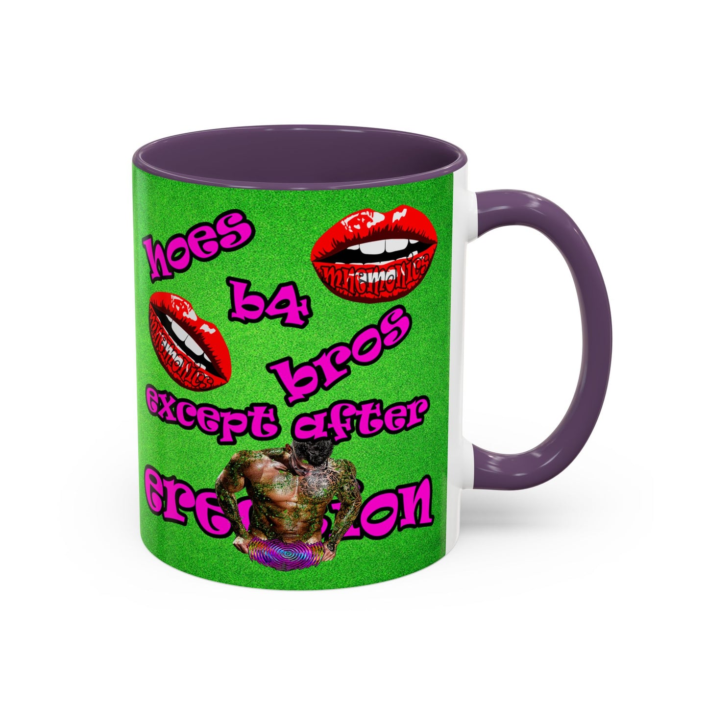 hoes b4 bros - Accent Mug (green turf)