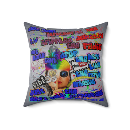 drop the beat - Spun Polyester Square Pillow - (brushed nickel)