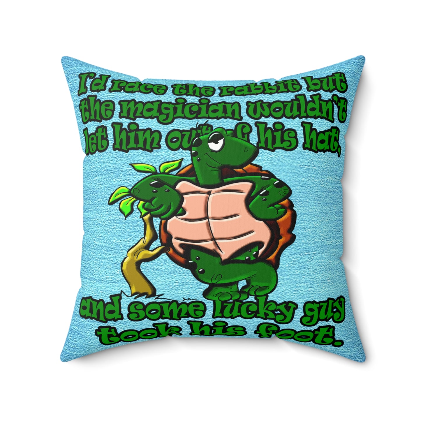 turtle race - Spun Polyester Square Pillow - (faded dark blue)