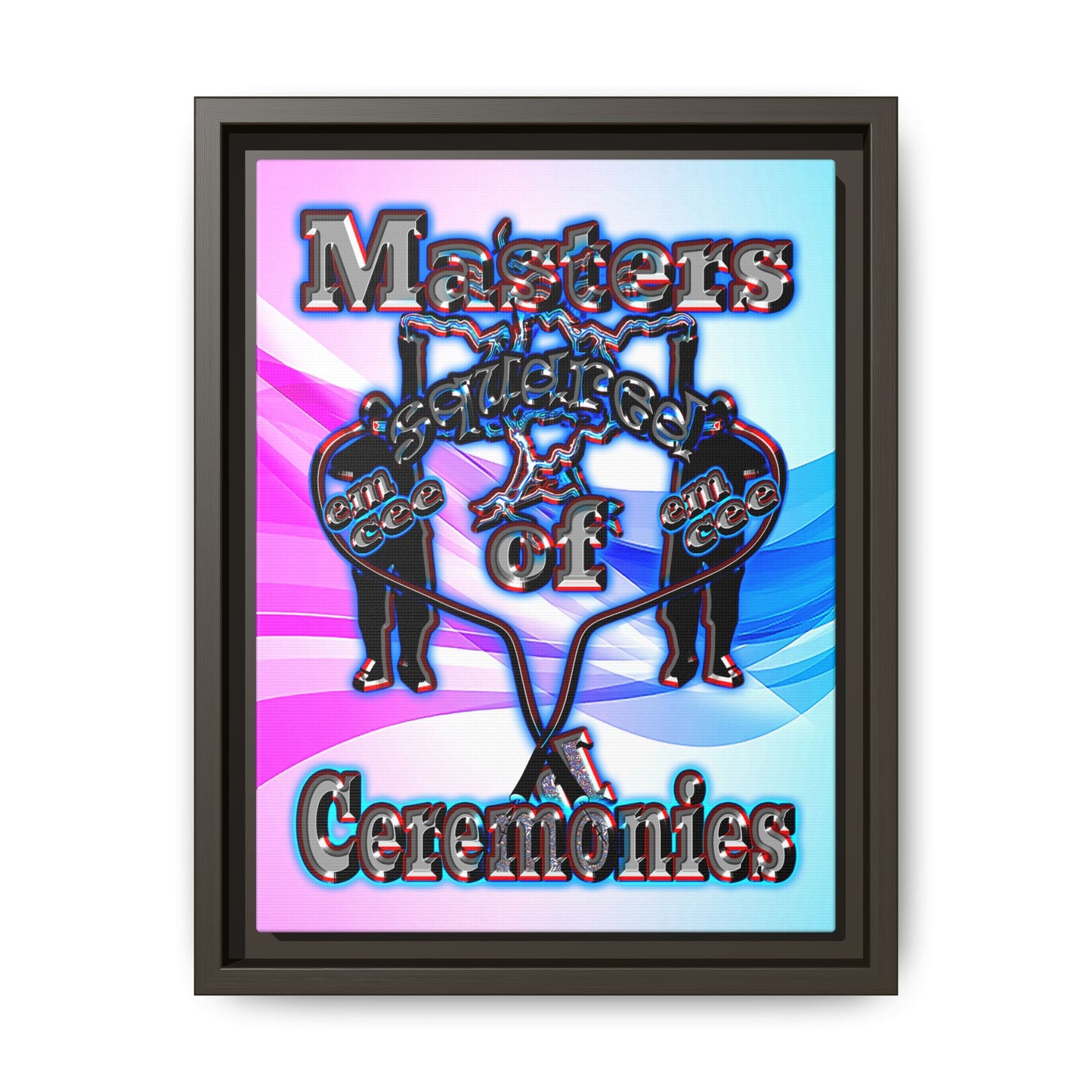 em cee squared - framed canvas art (light blue-pink wave)