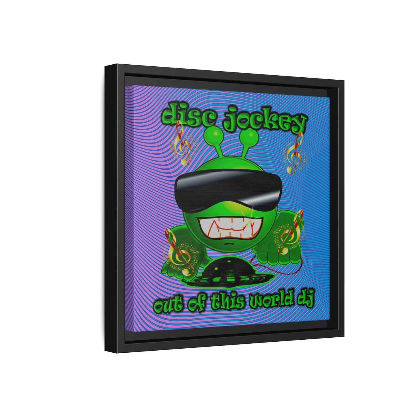 disc jockey - framed canvas art (light blue-purple wave)