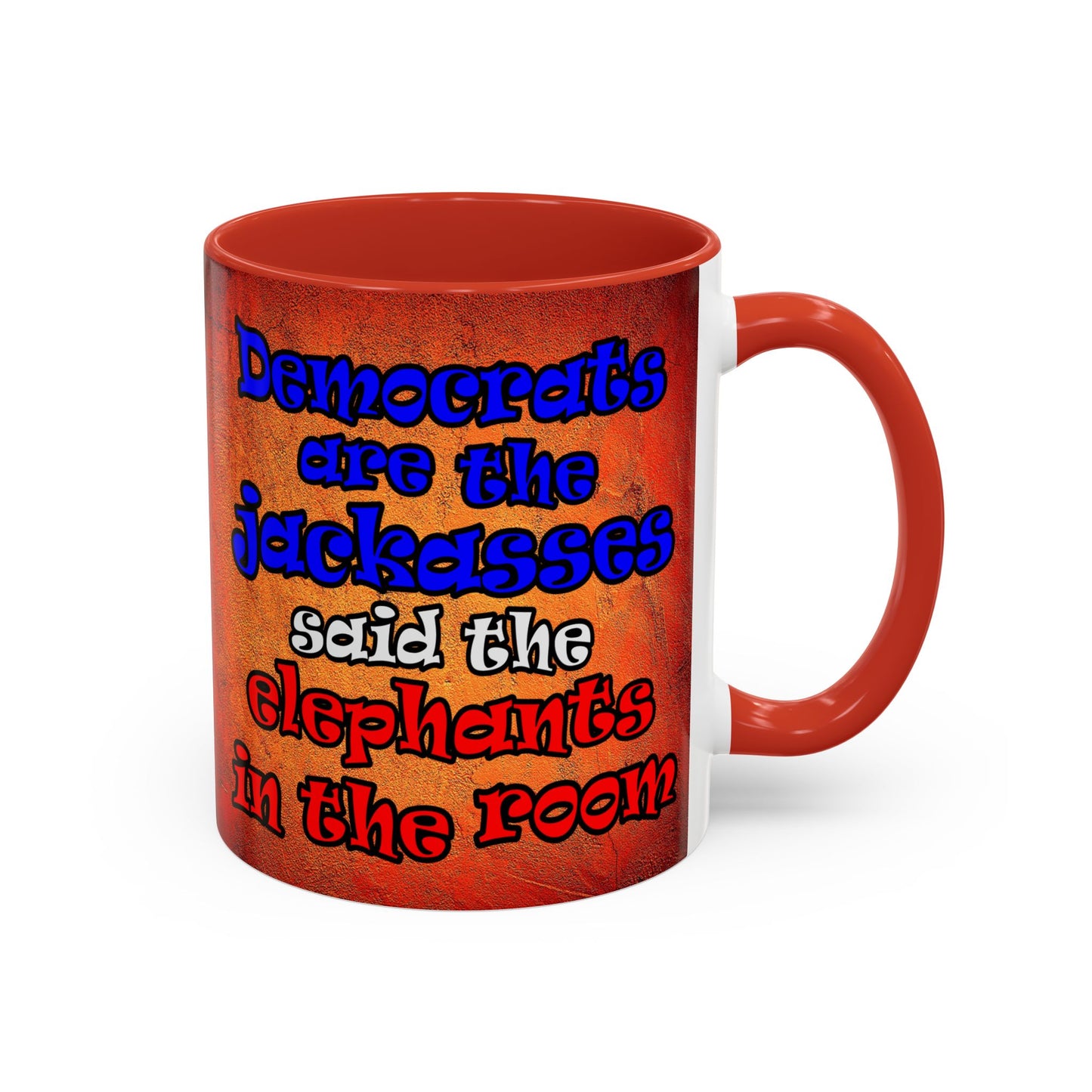donkeys and elephants - Accent Mug (burnt orange)