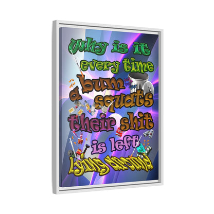 the bum's shit - framed canvas art (grey-pink wave)