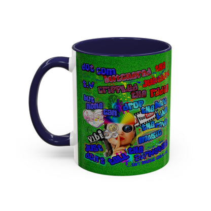 drop the beat - Accent Mug (green turf)