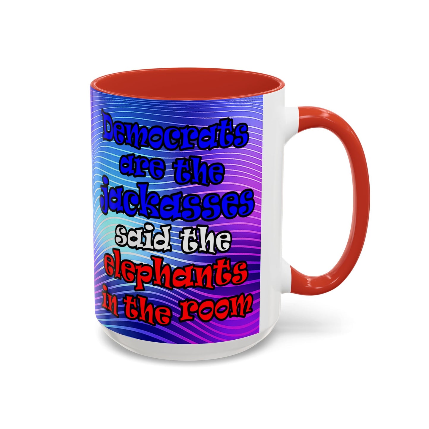 donkeys and elephants - Accent Mug (purple wave)
