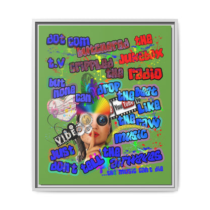 drop the beat - framed canvas art (green)