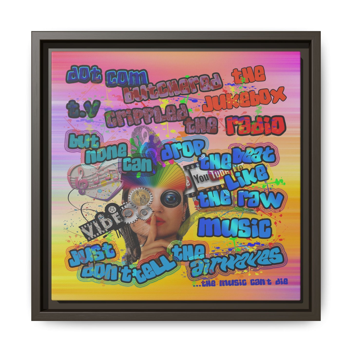 drop the beat - framed canvas art (color blur)