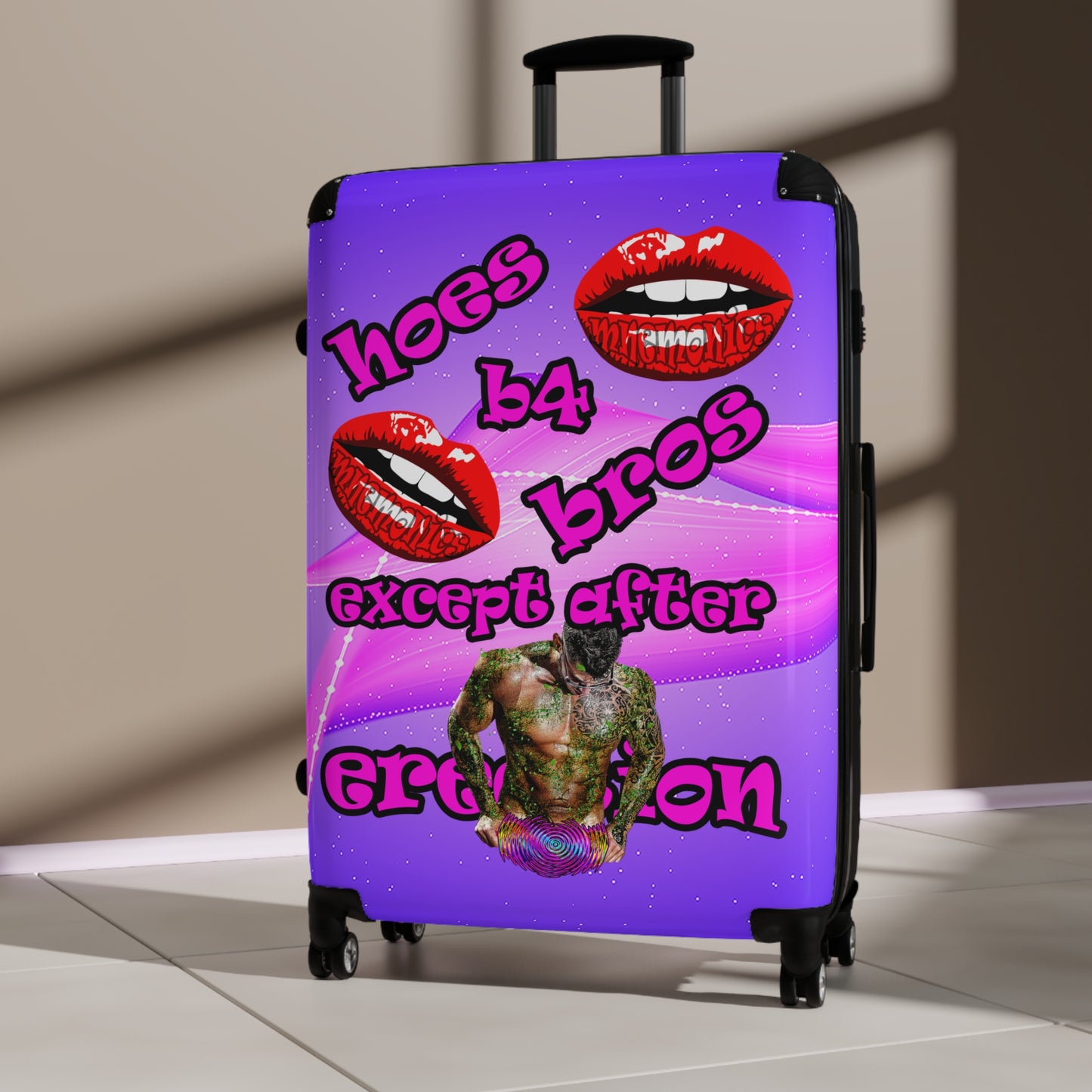 hoes b4 bros - Suitcase (purple-pink wave)