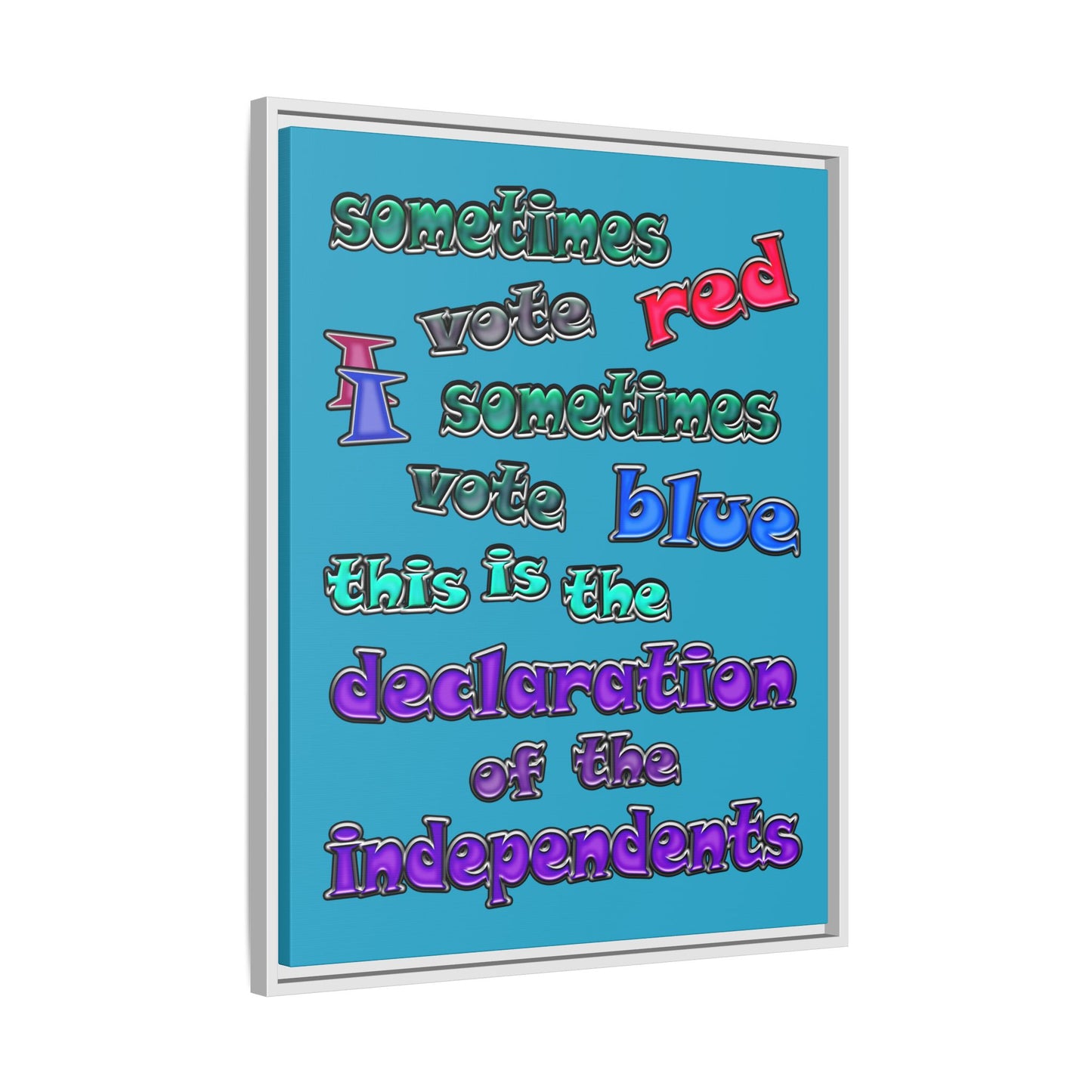 declaration of the independents - framed canvas art (turquoise)