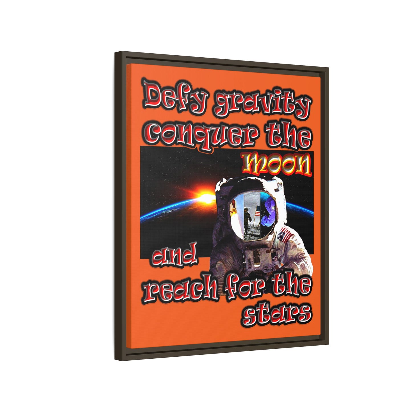 defy conquer reach - framed canvas art (orange)