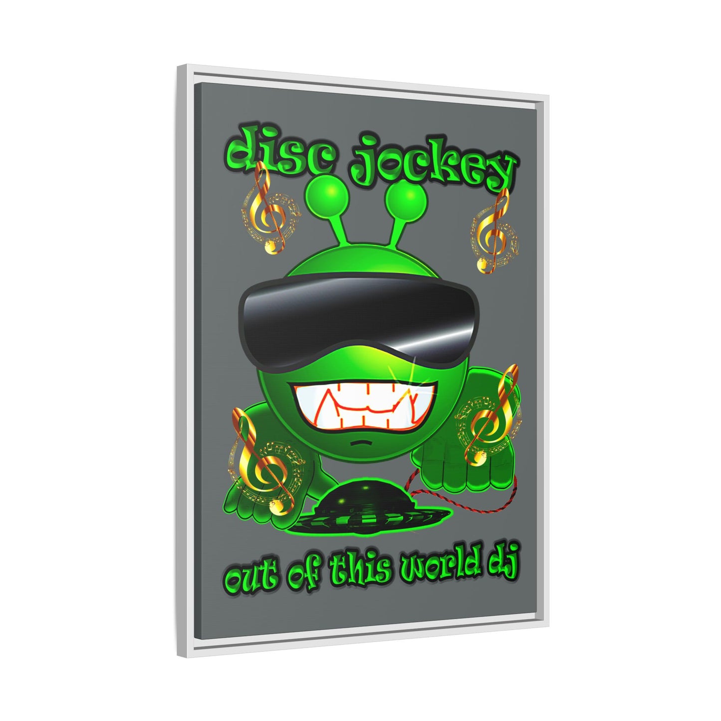 disc jockey - framed canvas art (dark grey)