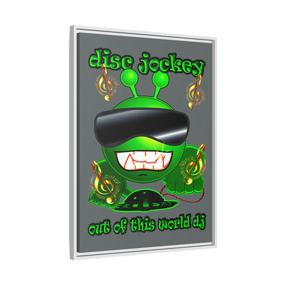 disc jockey - framed canvas art (dark grey)