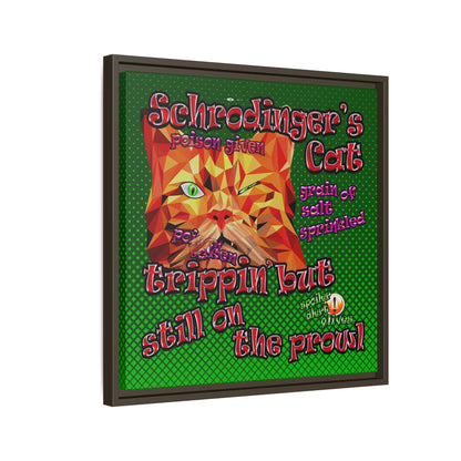 schrodinger's cat - framed canvas art (logo green)
