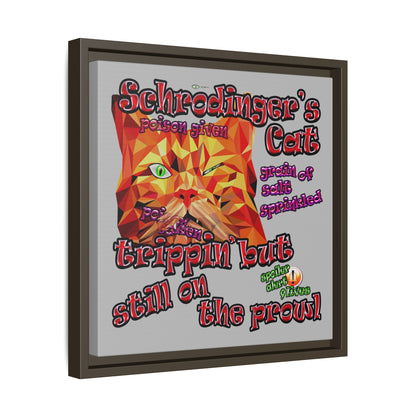 schrodinger's cat - framed canvas art (light grey)