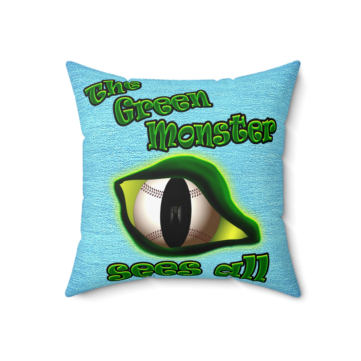 green monster - Spun Polyester Square Pillow - (faded blue)