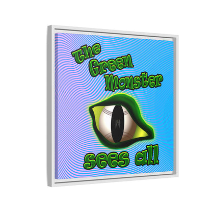green monster - framed canvas art (light blue-purple wave)
