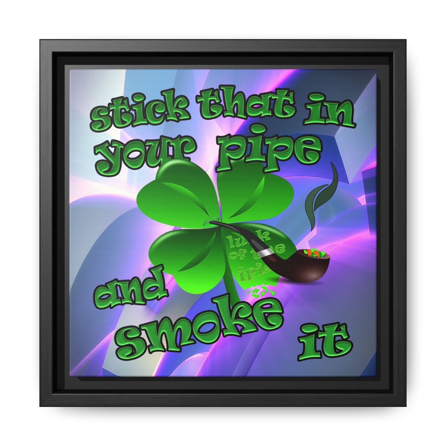 stick that in your pipe and smoke it - framed canvas art (grey-pink wave)