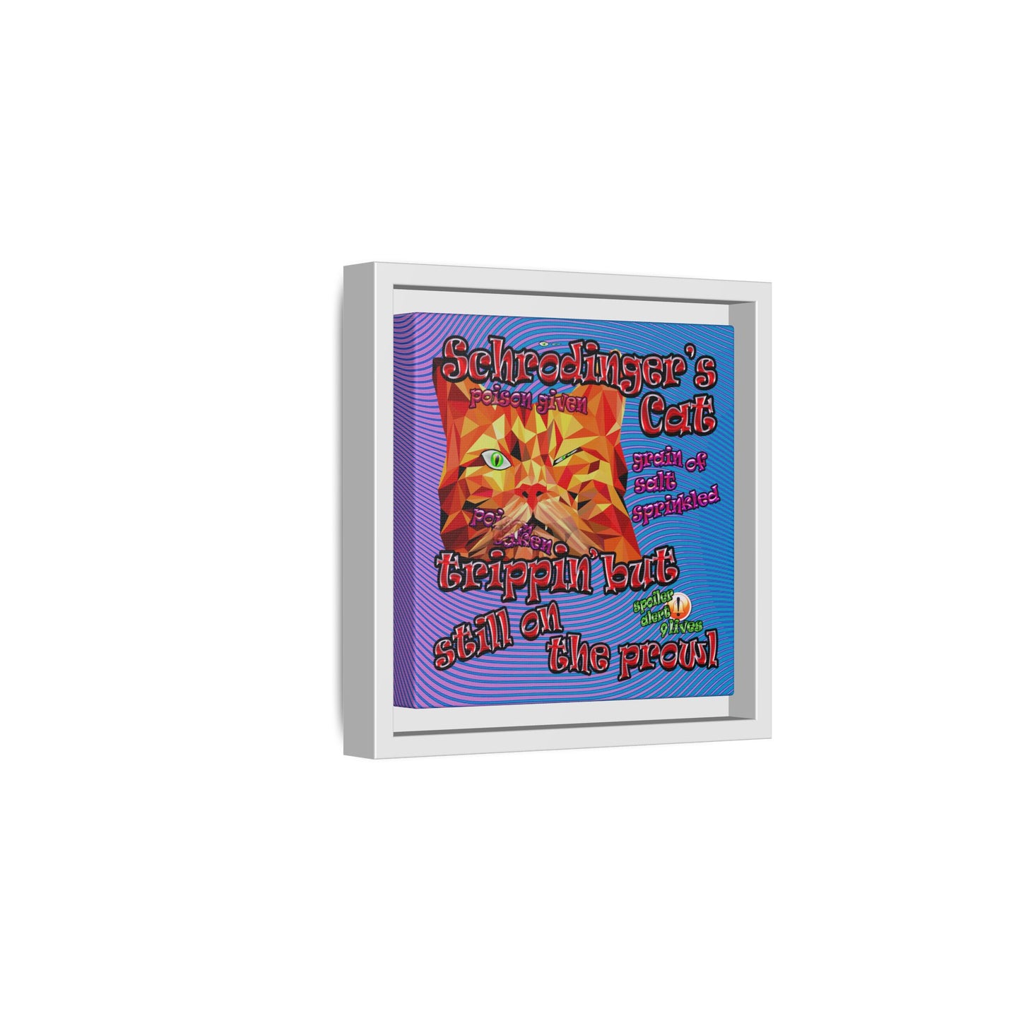 schrodinger's cat - framed canvas art (light blue-purple wave)