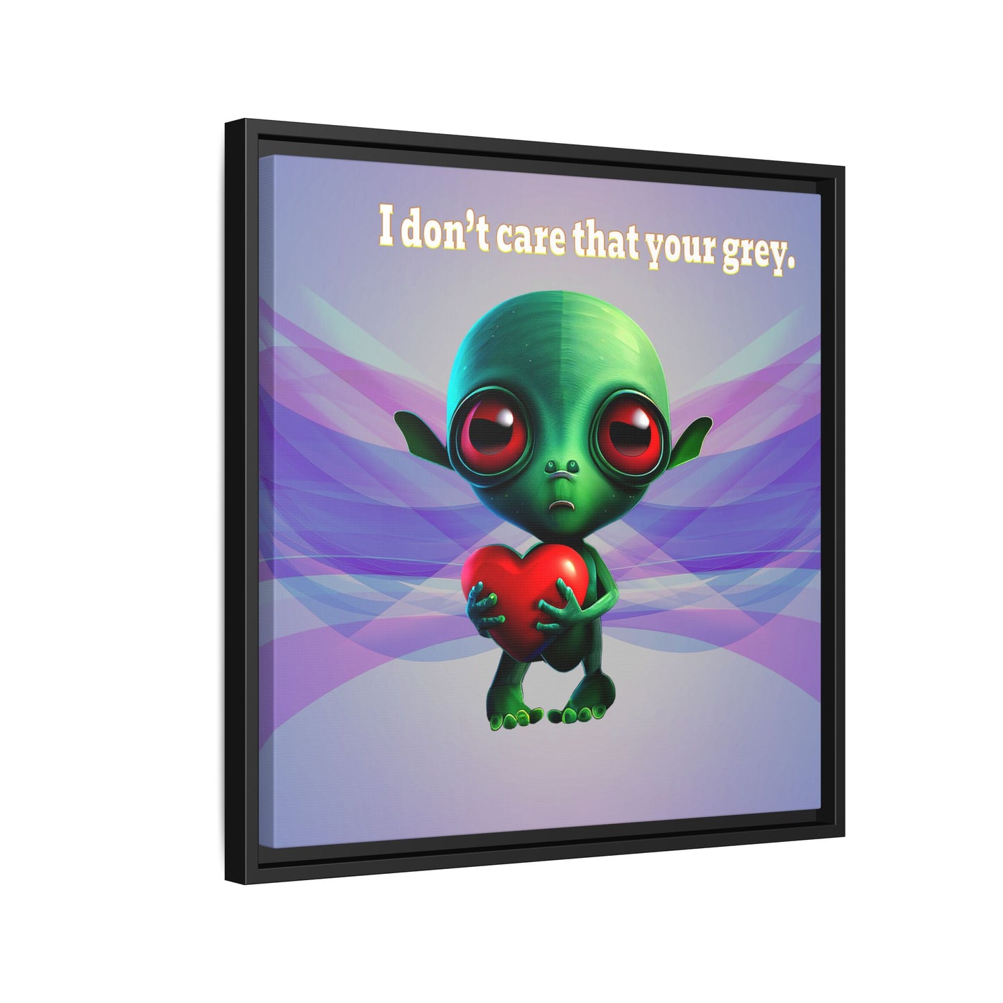I don't care that your grey - framed canvas art (light blue-pink wave)