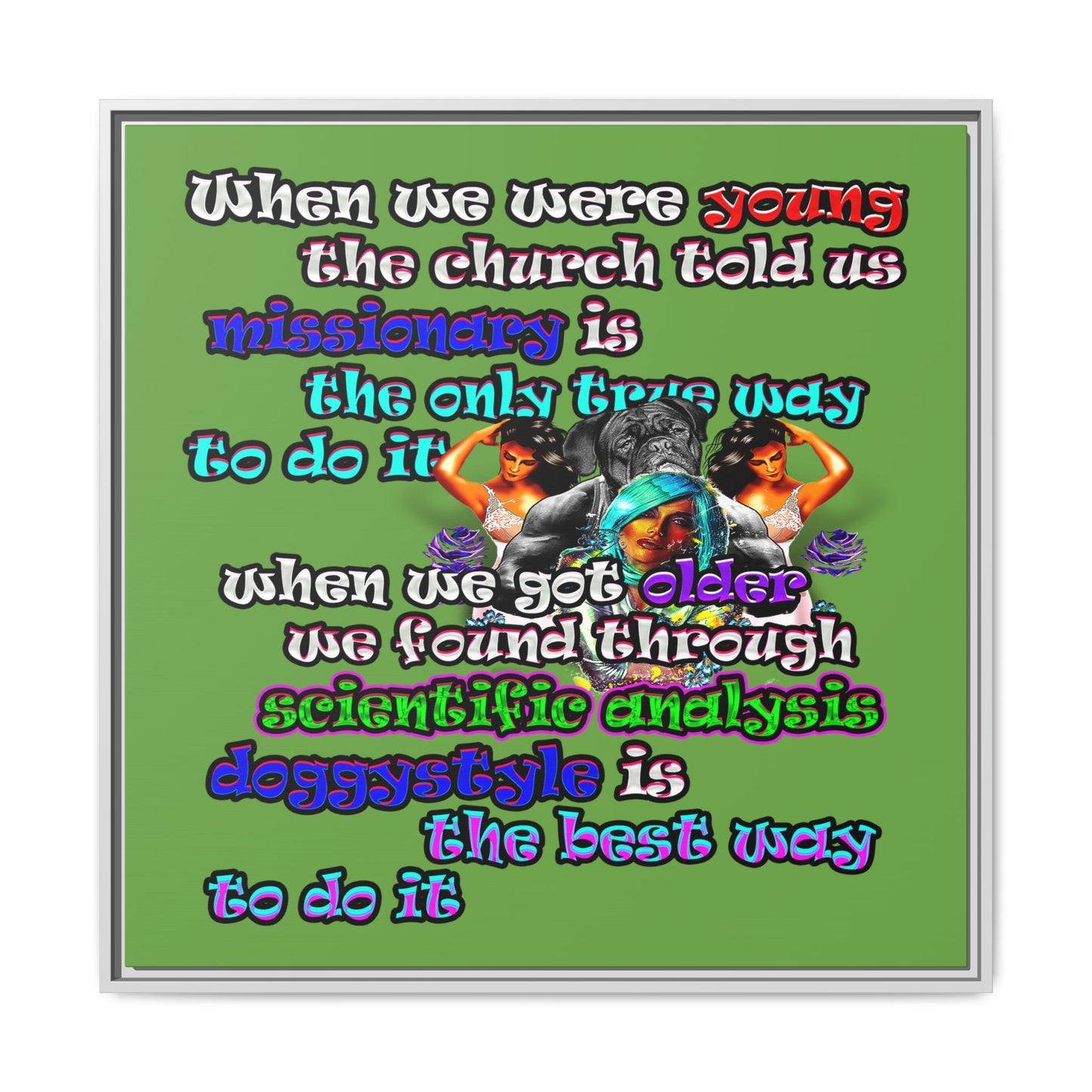 doggystyle - framed canvas art (green)
