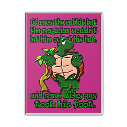 turtle race - framed canvas art (pink)