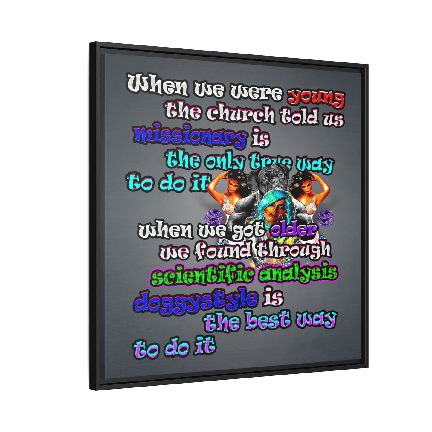 doggystyle - framed canvas art (grey-light grey)
