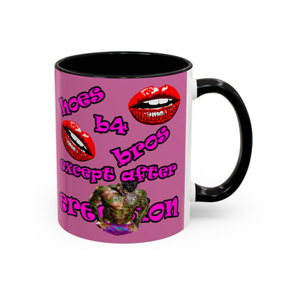 hoes b4 bros - Accent Mug (light pink)